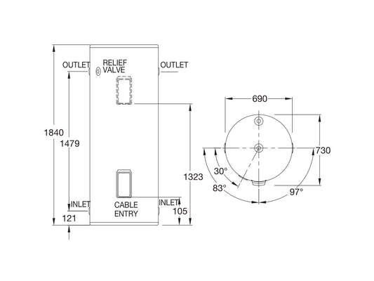 Everhot 400L 4.8kW Electric Twin Element - 292400G8