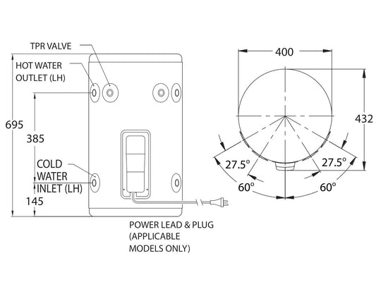Everhot 50L 3.6kW Electric Stainless Steel - 2A1050G7
