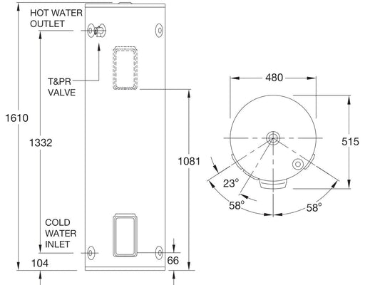Rheem 160L 3.6kW Single Element - 491160G7