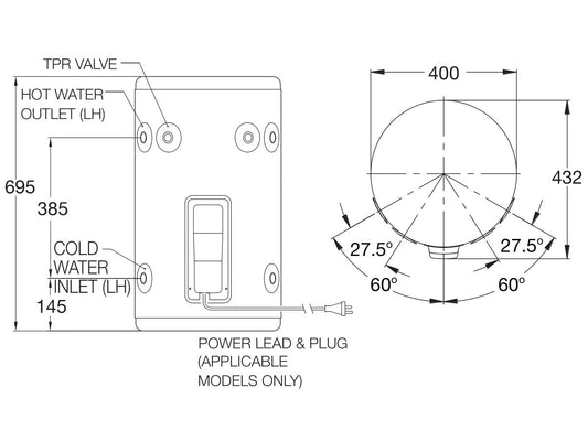 Rheem Stellar 50L 3.6kW Single Element Stainless Steel Electric - 4A1050G7