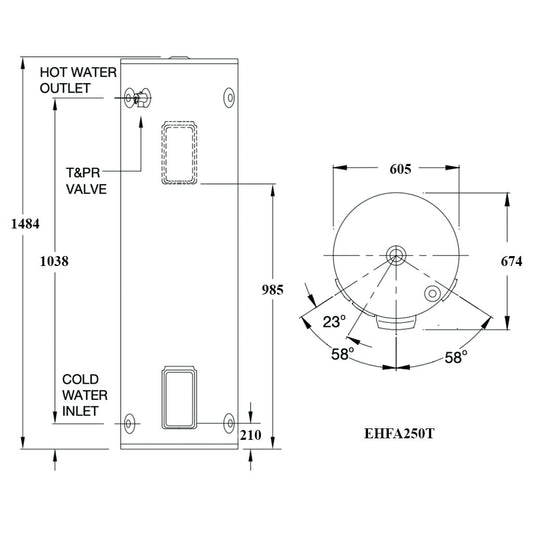 Rinnai 250L Twin Element Electric 3.6kW - EHFA250T