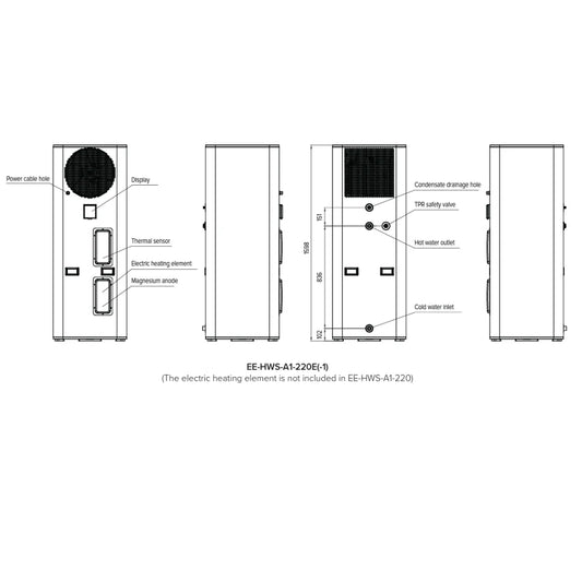 Emerald 270L All-in-one Heat Pump (w/ electric element) EE-HWS-A1-270E