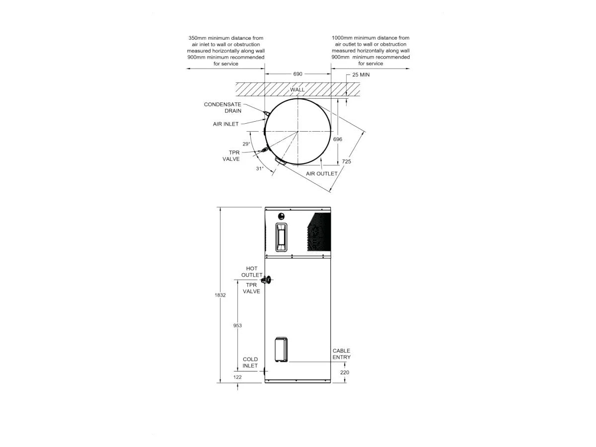 Rheem Ambipower 280E R290 Heat Pump - (1.5kW Plug In)