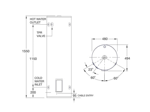 Everhot 160L 2.4kW Electric - 271160R5S