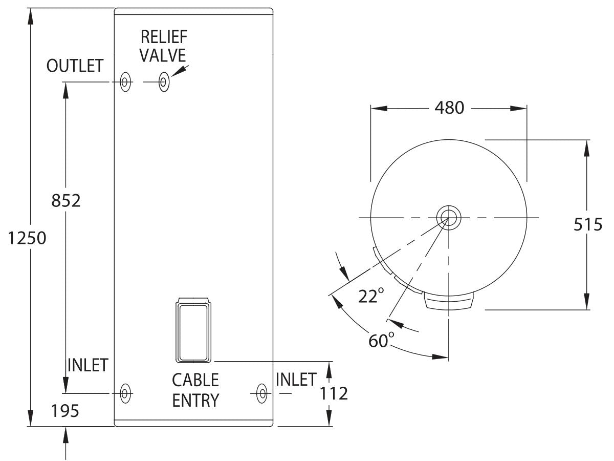 Everhot 125L 3.6kW Single Element Electric Hot Water System hotwaterboss