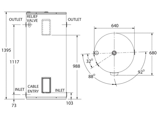 Everhot 250L 3.6kW Twin Element Electric - 292250G7