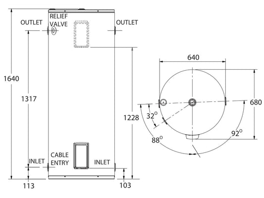 Everhot 315L 3.6kW Electric Twin Element - 292315G7