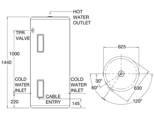 Rheem Stellar 250L 3.6kW Single Element Stainless Steel Electric - 4A1250G7