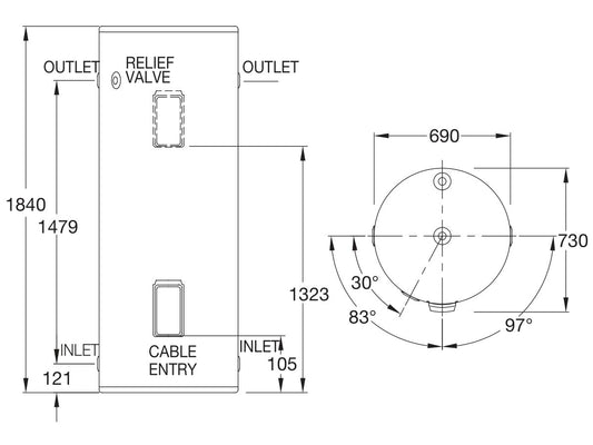 Rheem 400L 3.6kW Single Element - 491400G7