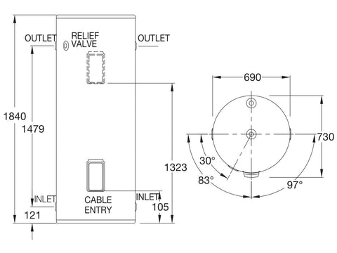 Rheem 400L 3.6kW Single Element - 491400G7
